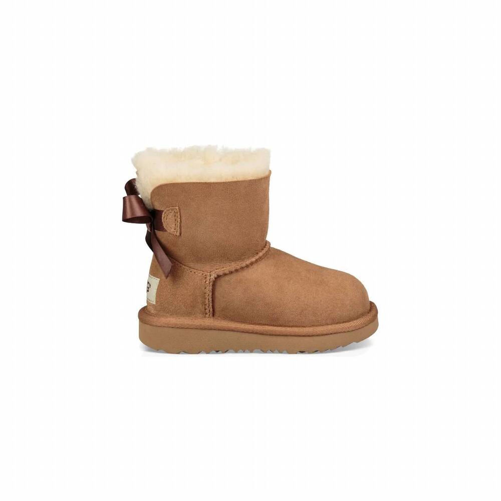 NEW UGG kid's mini bailey bow ii boot in chestnut